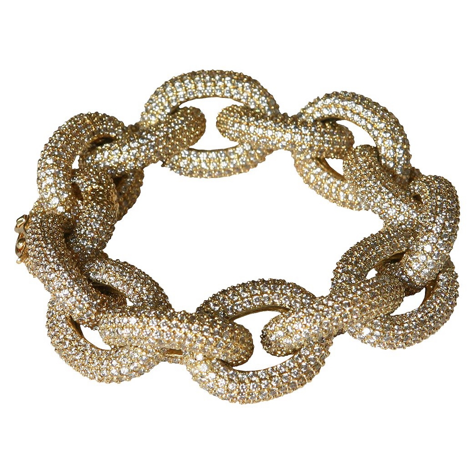 Cubic Zirconia Pav� Link Bracelet   Gold 9