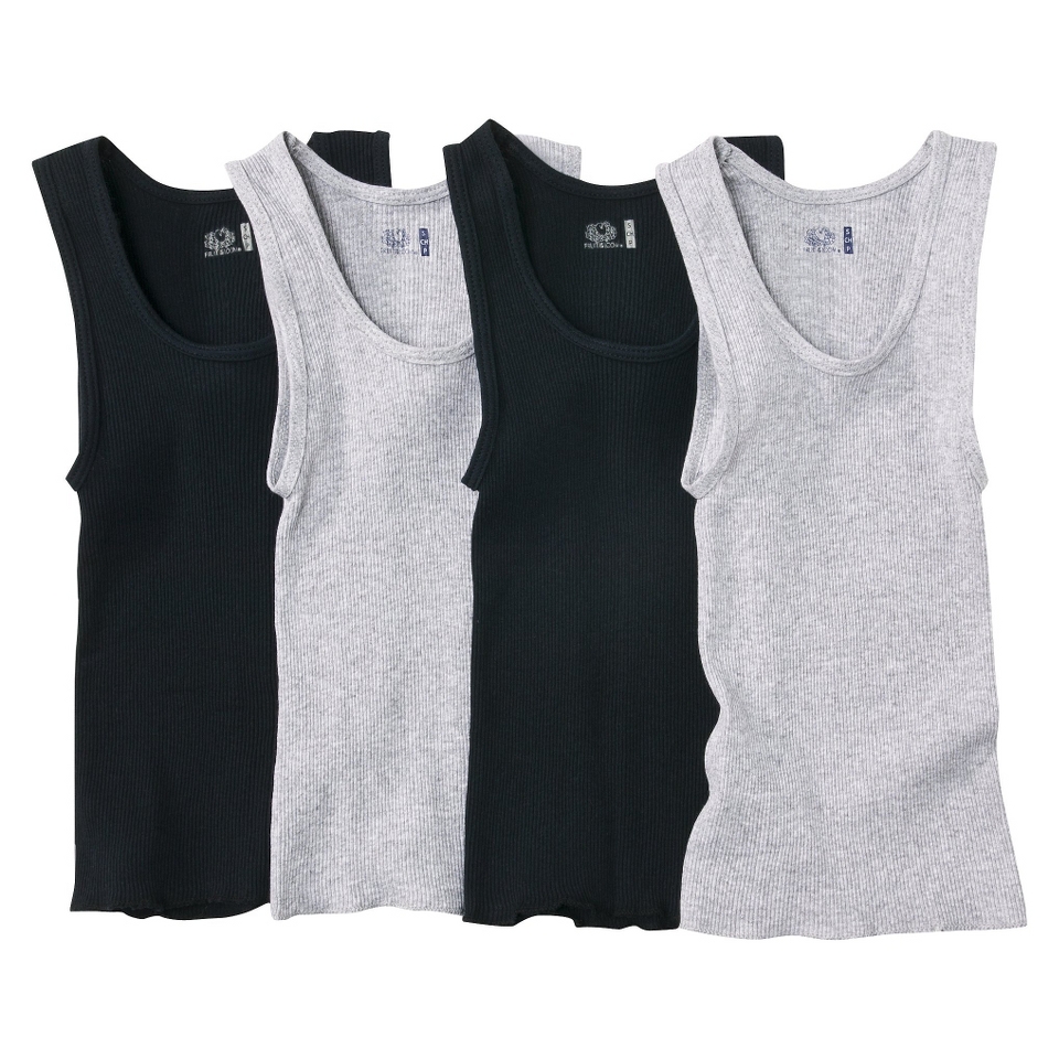 Fruit Of The Loom Boys 4 pack A Shirt Tanks   Black/Gray XL