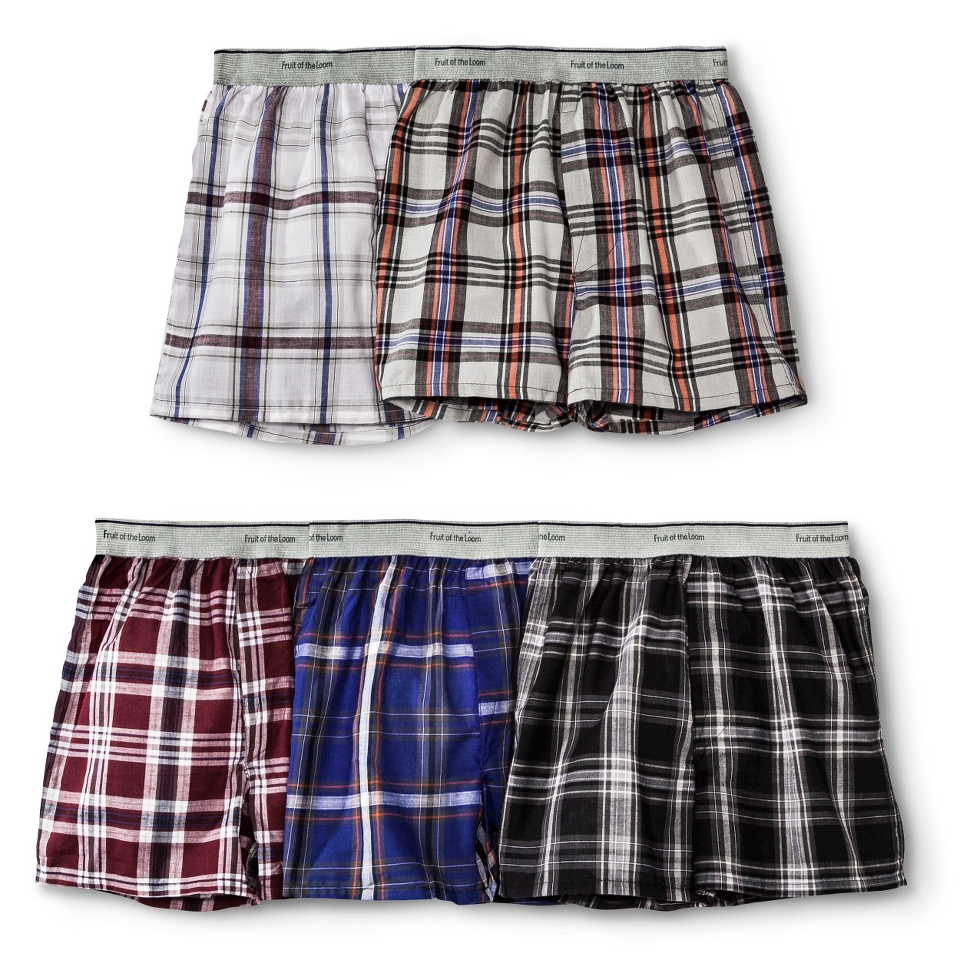 Fruit Of The Loom Boys 5 pack Plaid Boxer Underwear   Assorted Colors M