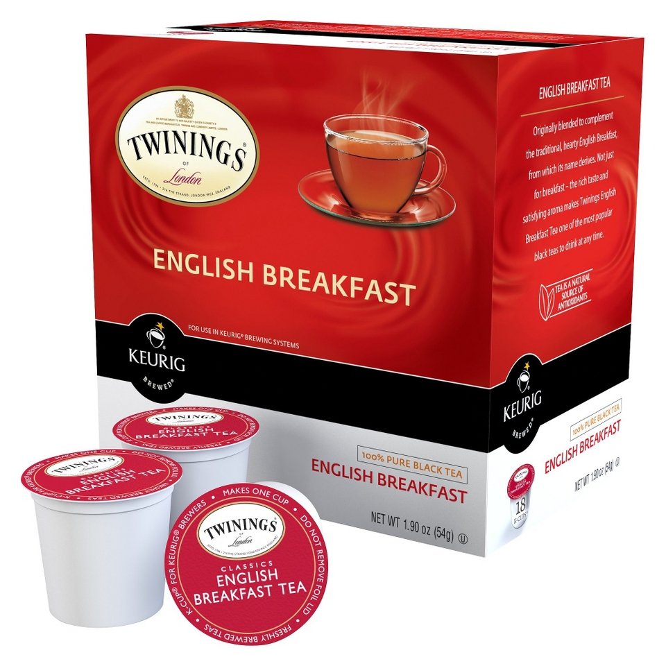 Keurig Twinings English Breakfast Black Tea K Cups, 18 Ct