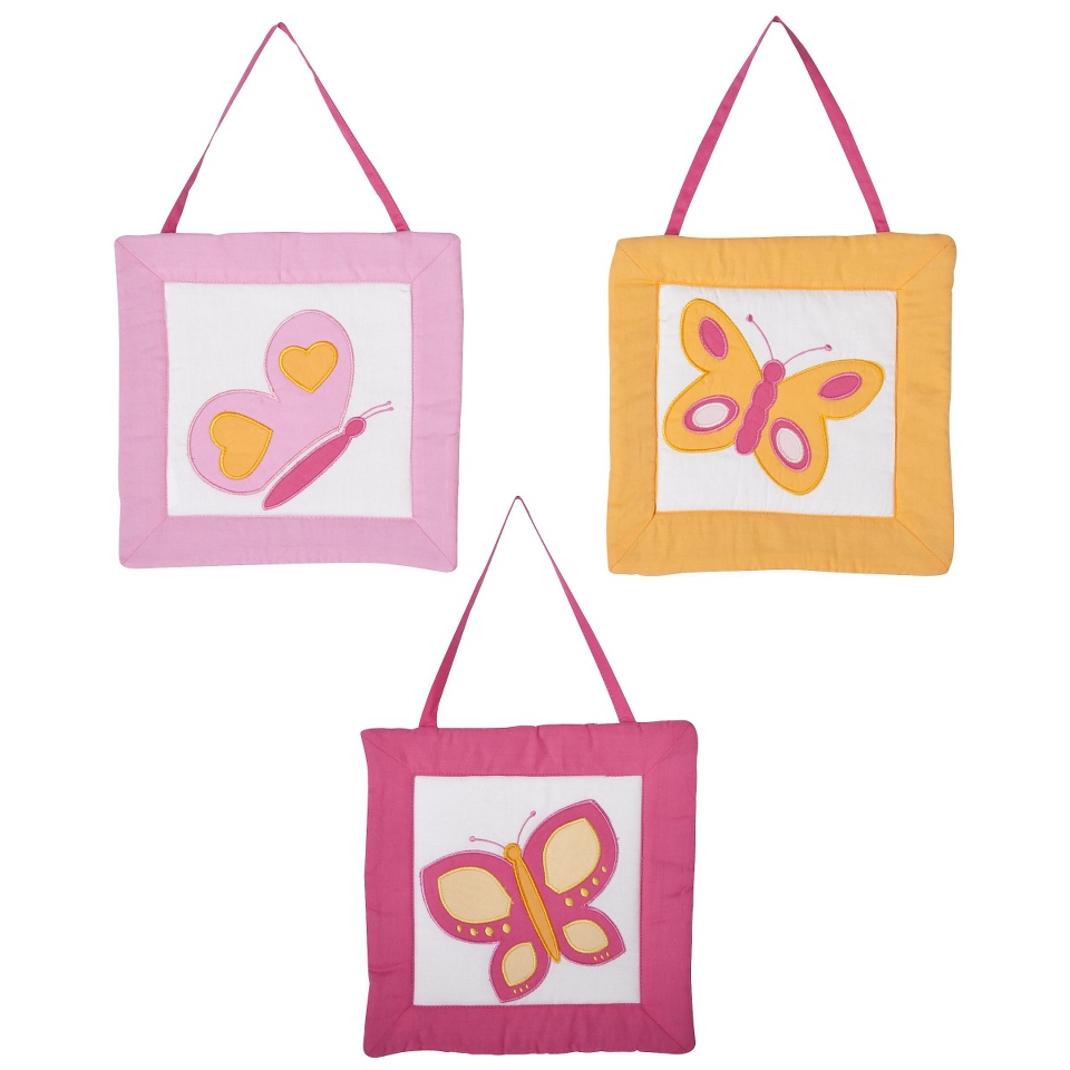 Sweet Jojo Designs Pink and Orange Butterfly Wall Hangings