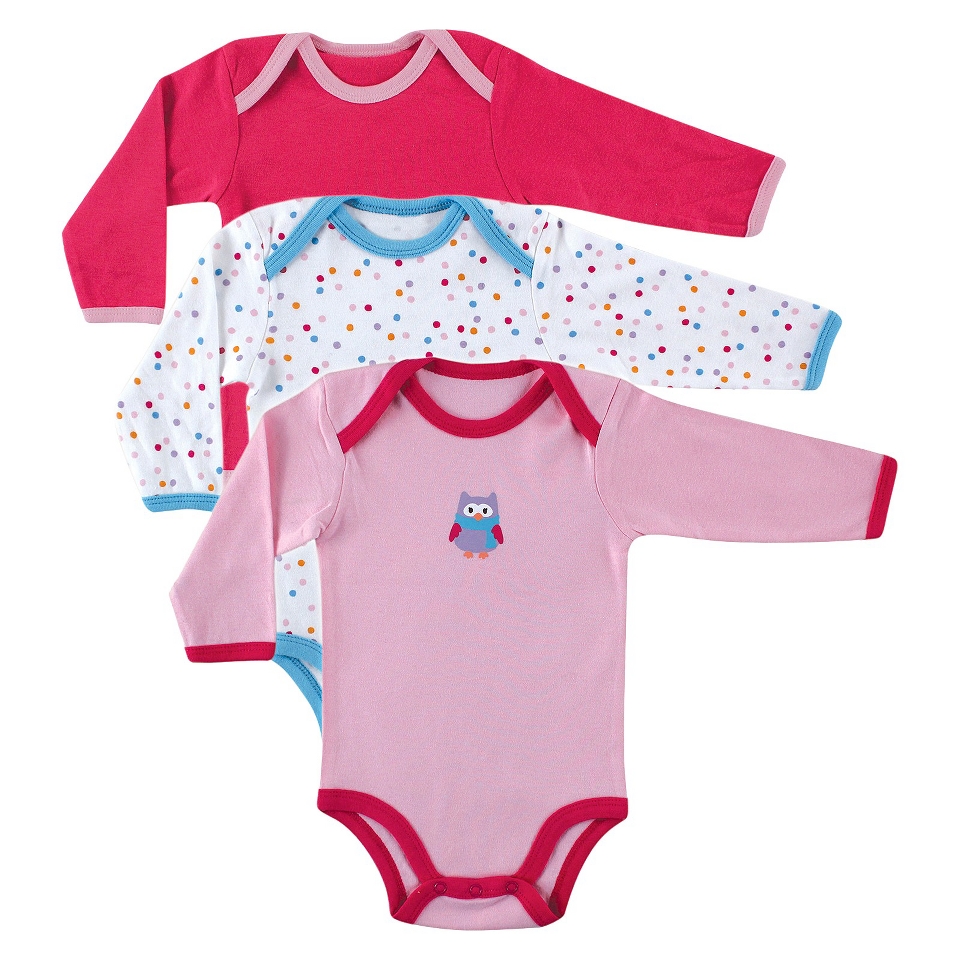 Luvable Friends Newborn Girls 3 Pack Long sleeve Bodysuit 0 3M