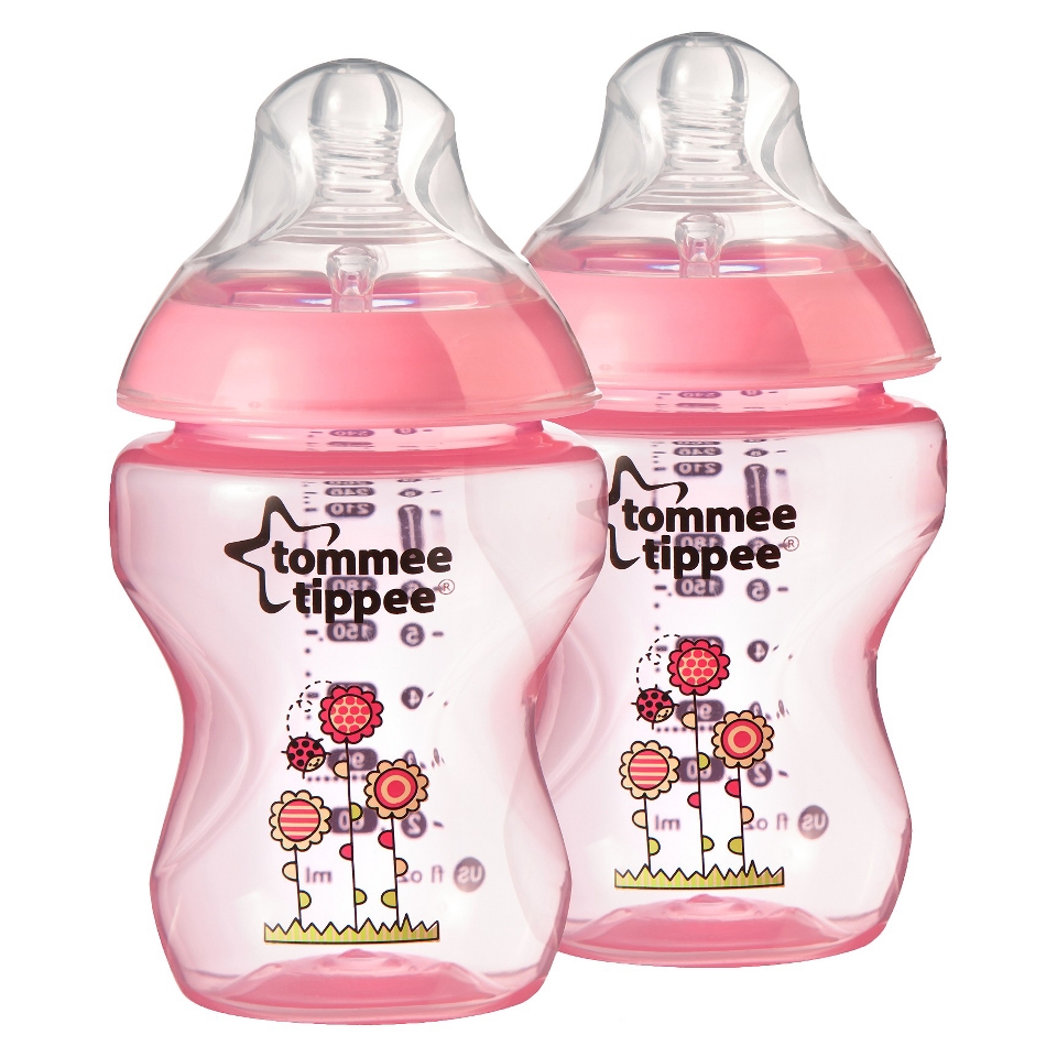 Tommee Tippee Closer To Nature 9 oz Deco Bottle (2pk)   Pink