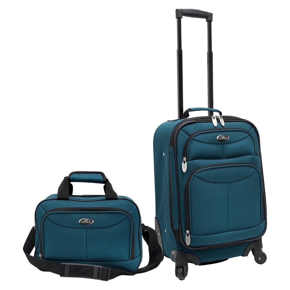 U.S. Traveler 2 Piece Carry On Spinner Luggage Set (Teal)