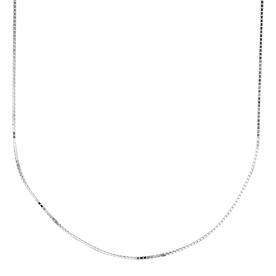 10k White Gold Box Chain Necklace
