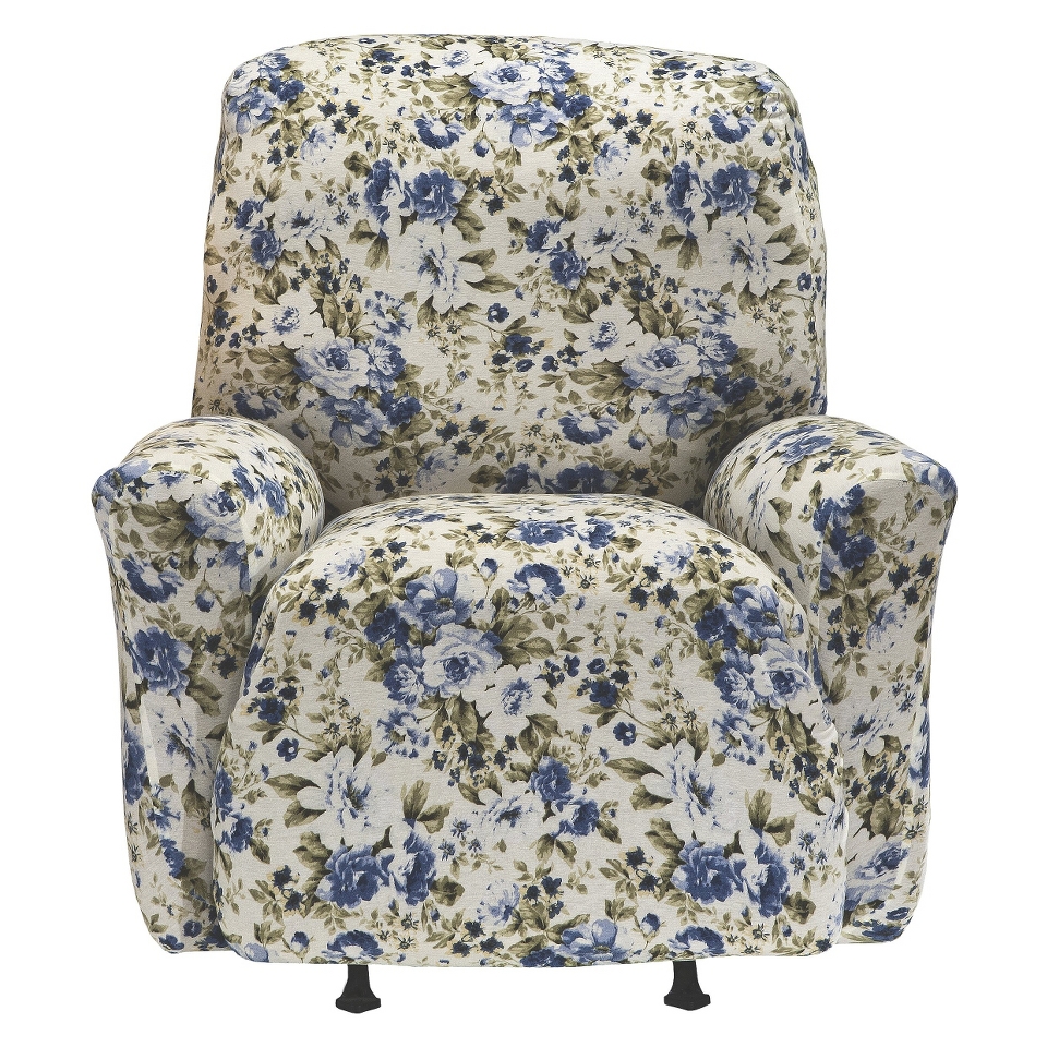 Jersey Large Recliner Slipcover   Floral Blue