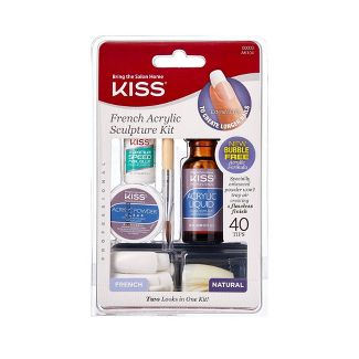 Kiss Acrylic French Manicure Fake Nails Sculpture Kit - Natural - 40ct