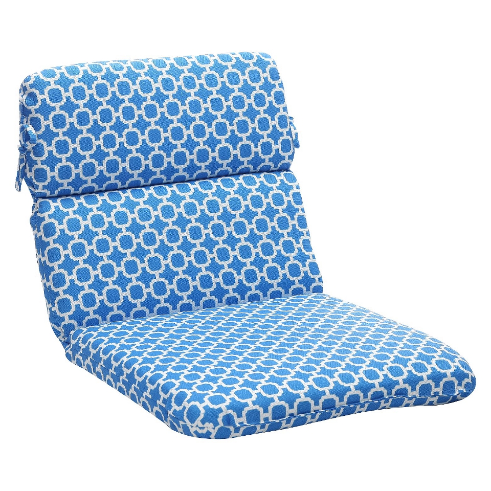 Outdoor Chair Cushion   Blue/White Geometric
