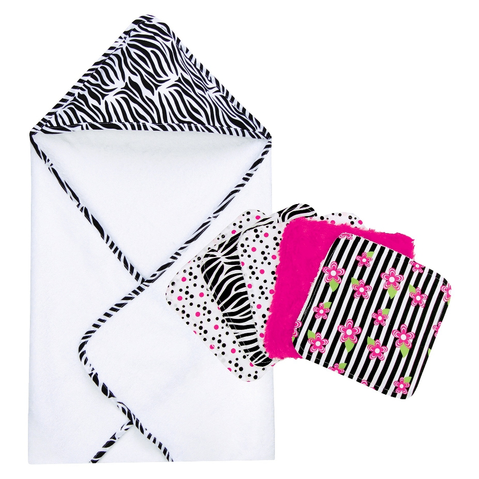 Trend Lab 6pc Hooded Towel and Wash Cloth Set   Zebra