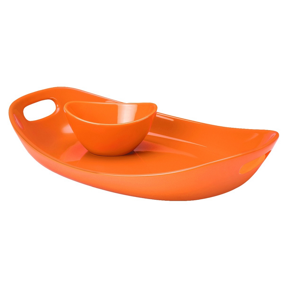 Rachael Ray Serveware 14 Serving Platter and Dipper Bowl   Orange