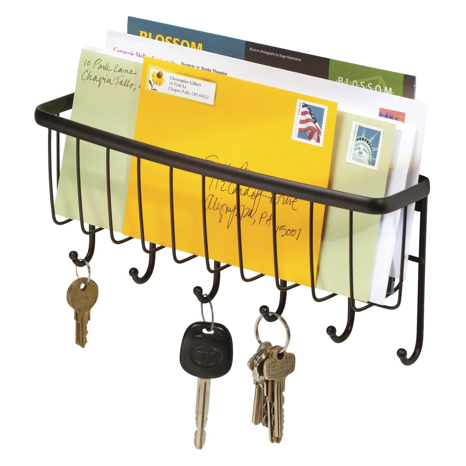 interDesign Axis Wallmount Mail & Key Rack Bronze