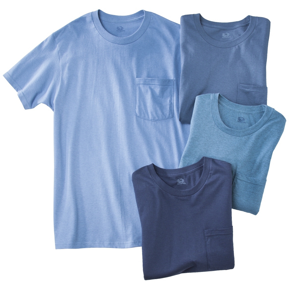 Fruit of the Loom Mens 4Pk Pocket Tees   Blue XL