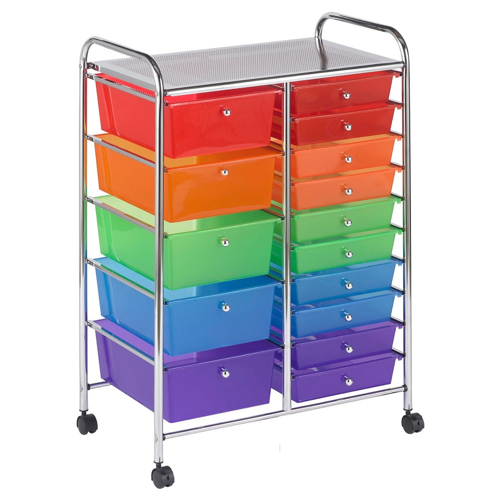 ECR4Kids 15-Drawer Mobile Organizer-Assorted