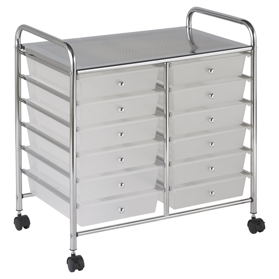 ECR4Kids White Mobile Organizer   12 Drawer