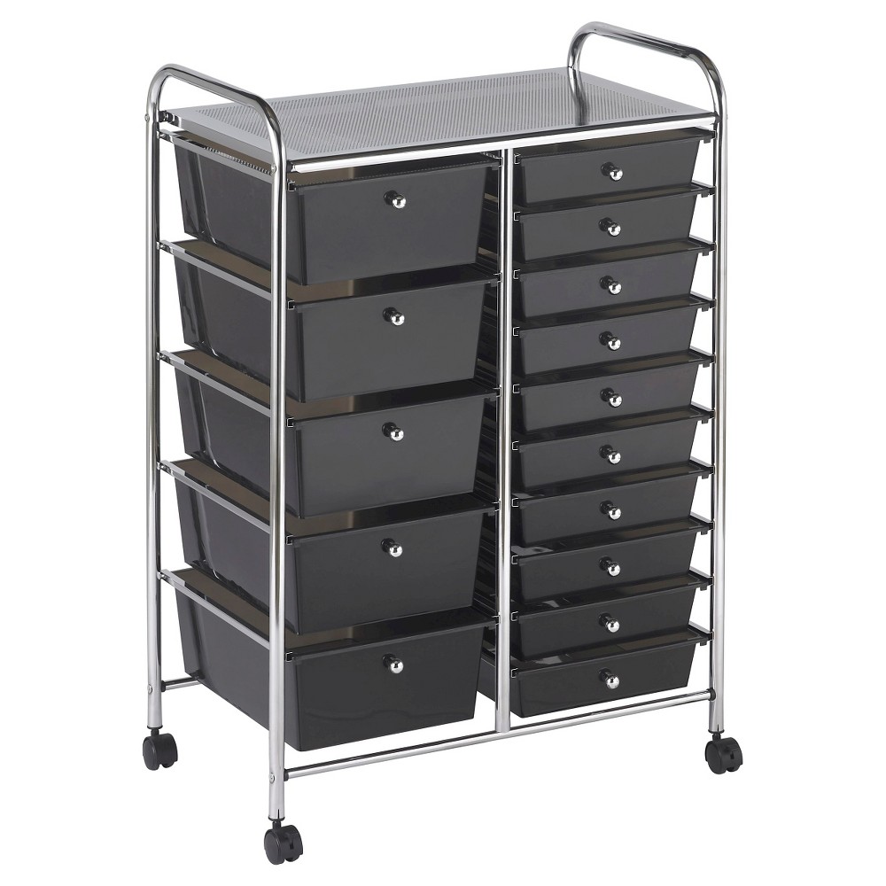 ECR4Kids 15-Drawer Mobile Organizer - Black