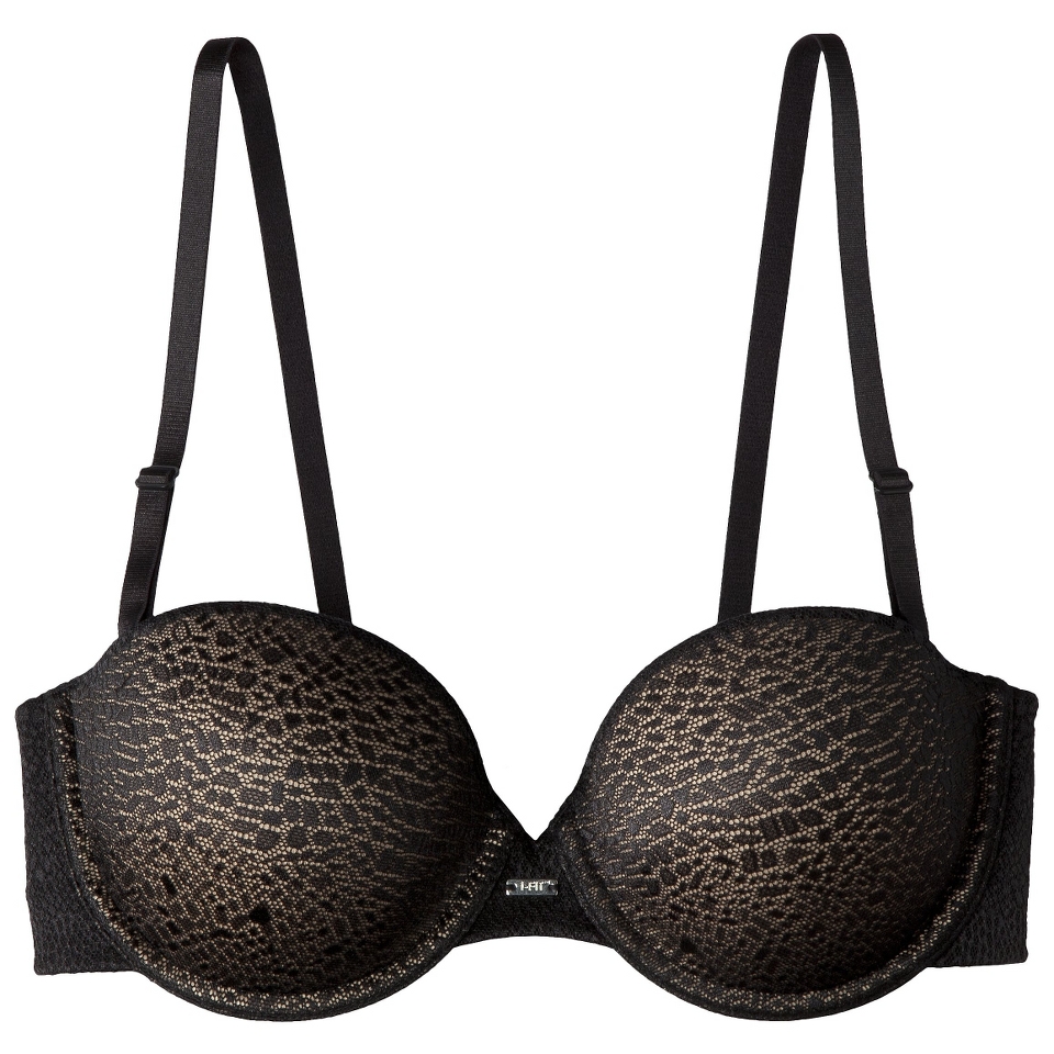 Self Expressions Womens i fit Animal Mesh Strapless Bra, 36D   Black with Body