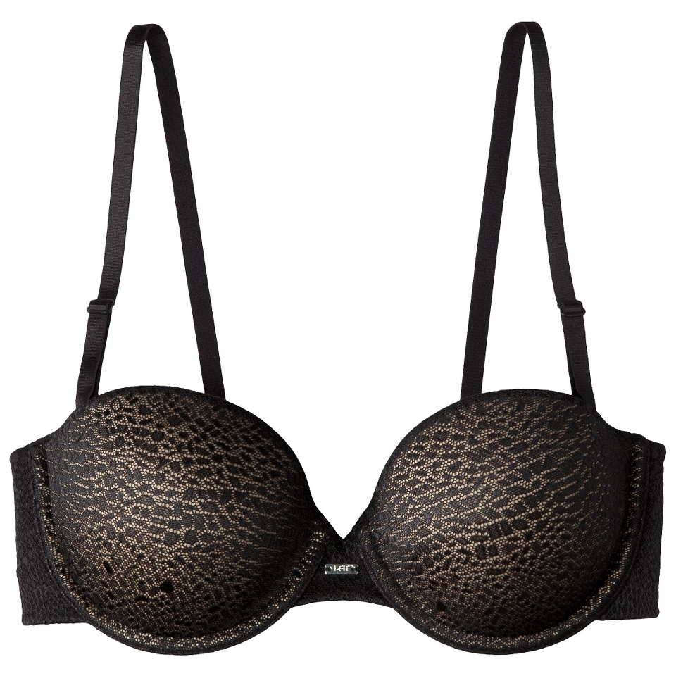 Self Expressions Womens i fit Animal Mesh Strapless Bra, 38D   Black with Body