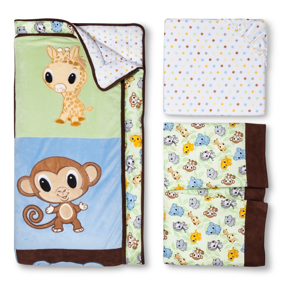 Chibi Zoo 3Pc Crib Bedding Set   Sage/Brown by Lab