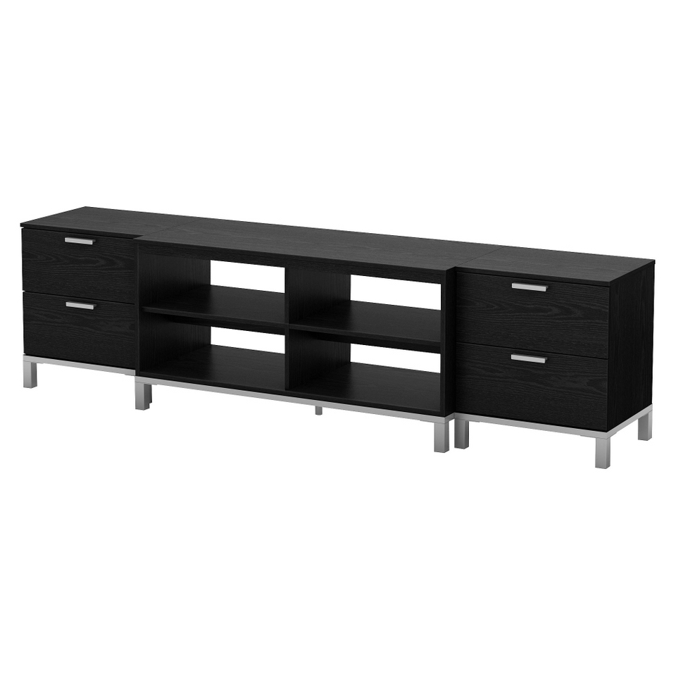 Media Center South Shore Flexible Media Center   Black Medium Brown (Oak)