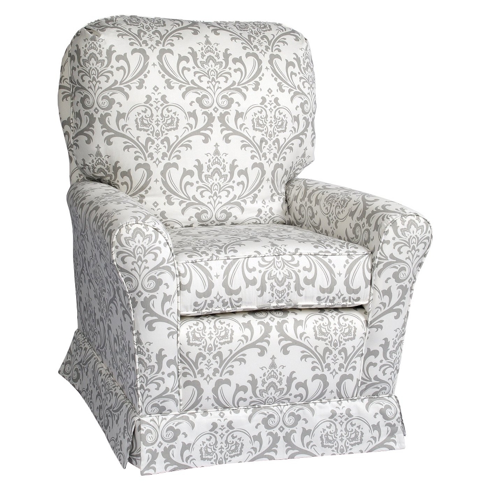 Glider Little Castle Custom Upholstered Crown Linen Bordeaux Swivel Glider  