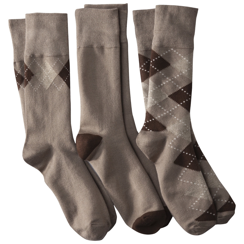 Merona Mens 3Pk Argyle Socks   Tan