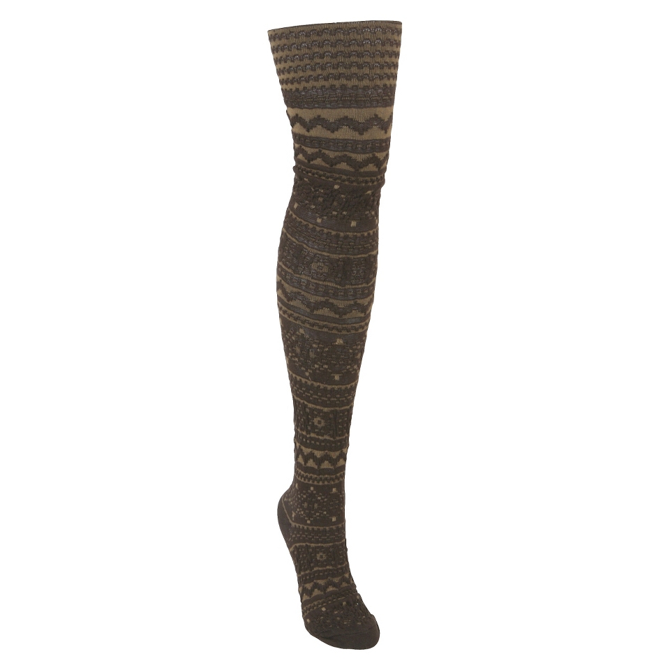 MUK LUKS Womens Patterned Microfiber Tights   Camel/Java M