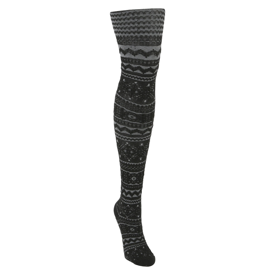 MUK LUKS Womens Patterned Microfiber Tights   Black/Vanilla M