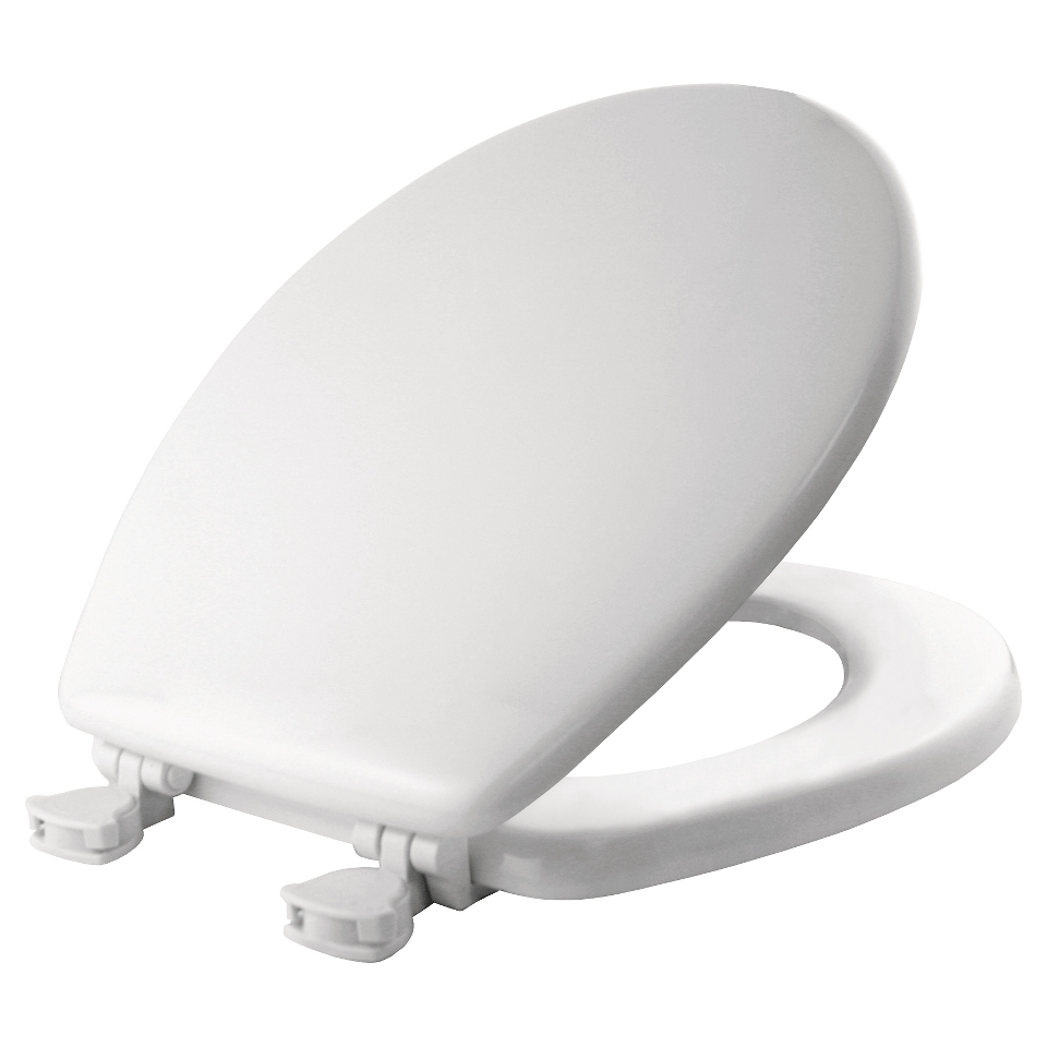 Round Molded Wood Toilet Seat with EasyClean & Change Hinge   White