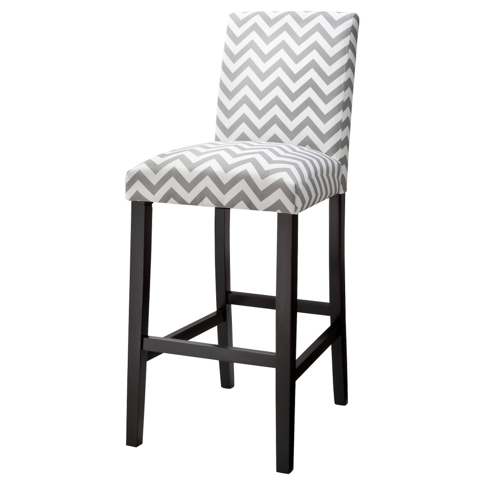 Skyline Barstool 30 Uptown Bar Stool   Grey & White Chevron