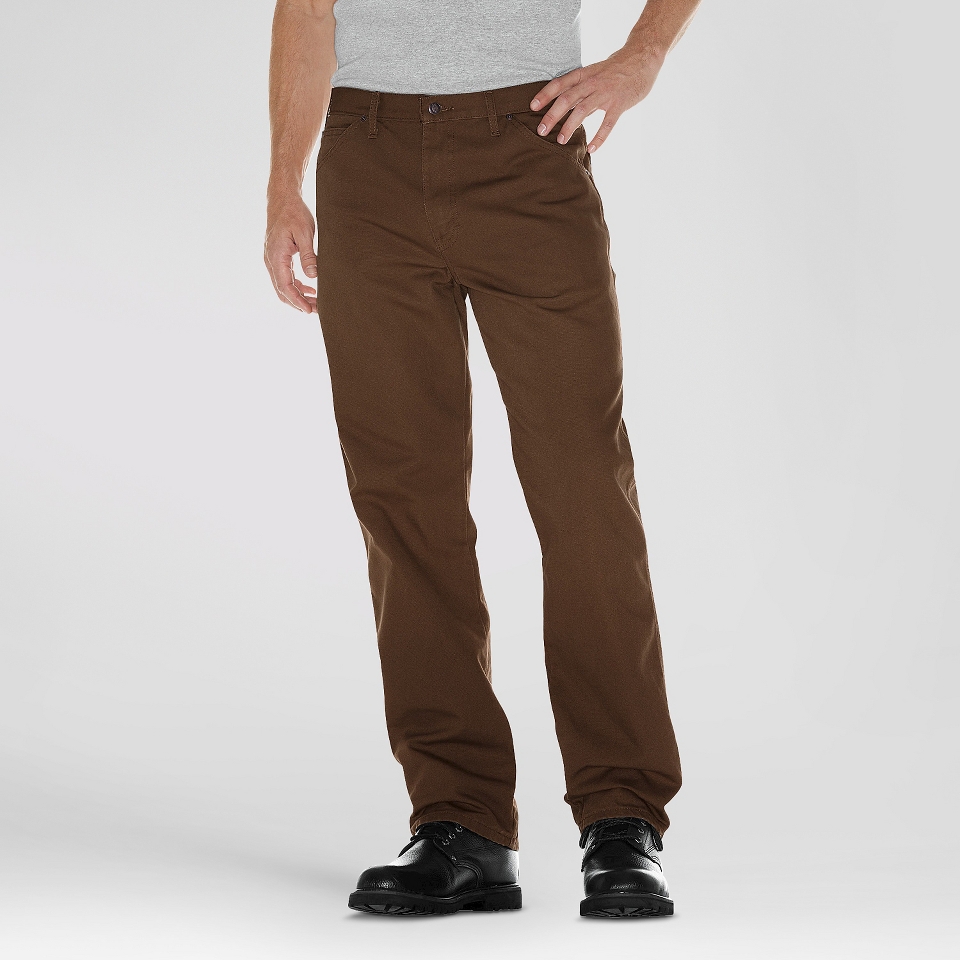 Dickies Mens Relaxed Fit Timber Rinsed Utility Jean   Brown 40x34