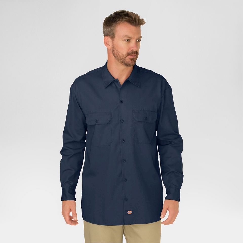Dickies Mens Original Fit Long Sleeve Work Shirt   Dark Navy XXLT