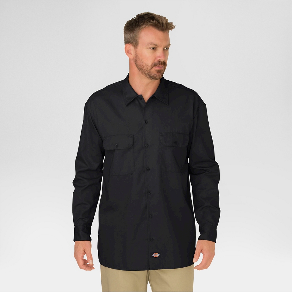 Dickies Mens Original Fit Twill Work Shirt   Black XLT