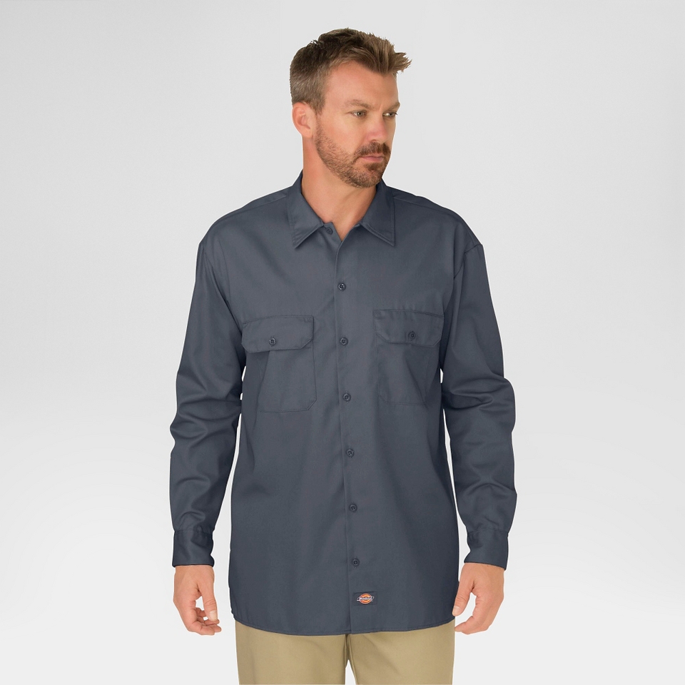 Dickies Mens Original Fit Long Sleeve Twill Work Shirt   Charcoal XXXL