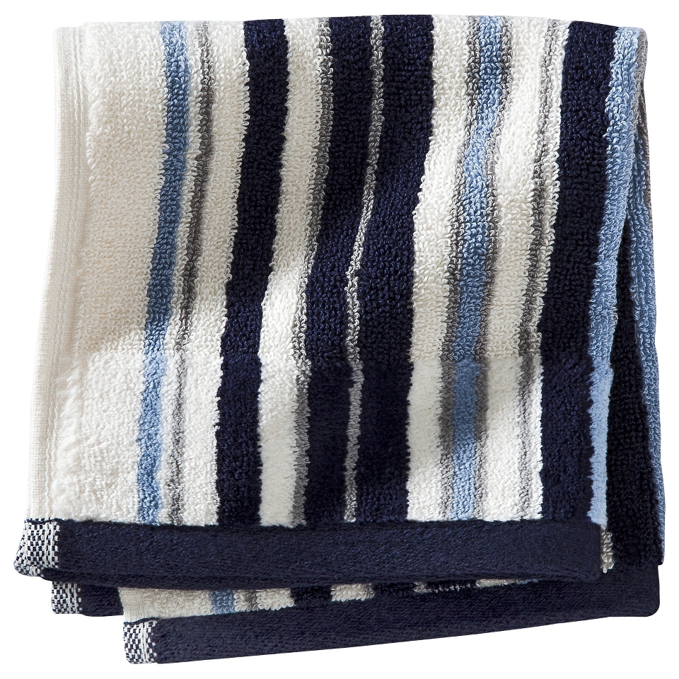 Threshold Stripe Washcloth   Navy