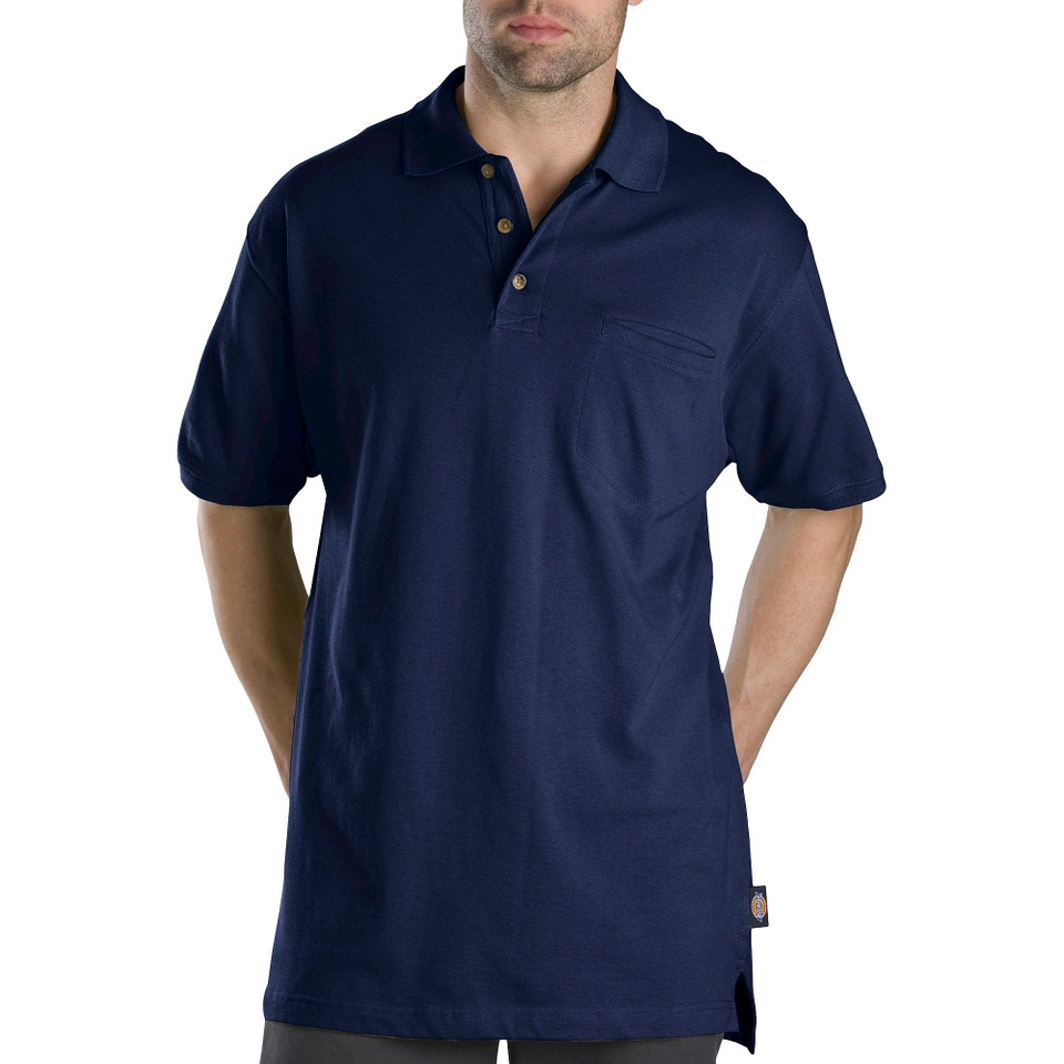 Dickies Mens Relaxed Fit Mini Pique Polo   Dark Navy 5X