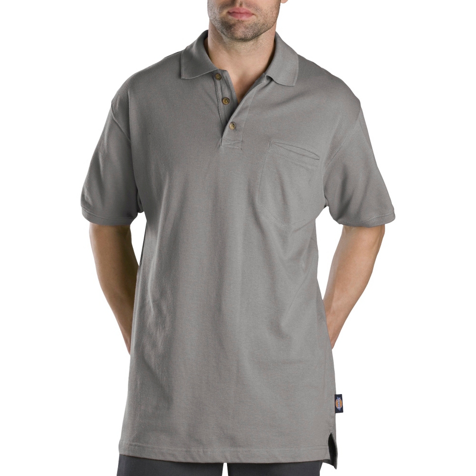 Dickies Mens Relaxed Fit Mini Pique Polo   Ash Gray L