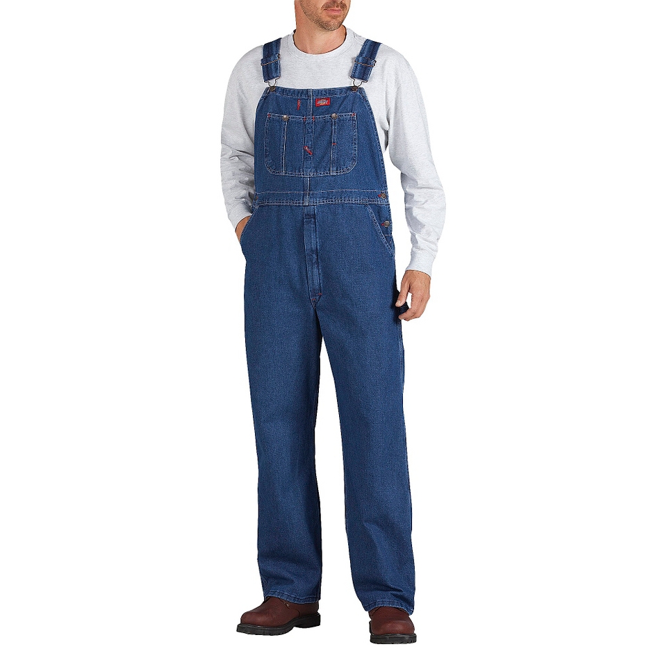 Dickies Mens Indigo Bib Overalls   Stone Washed Blue 44x30