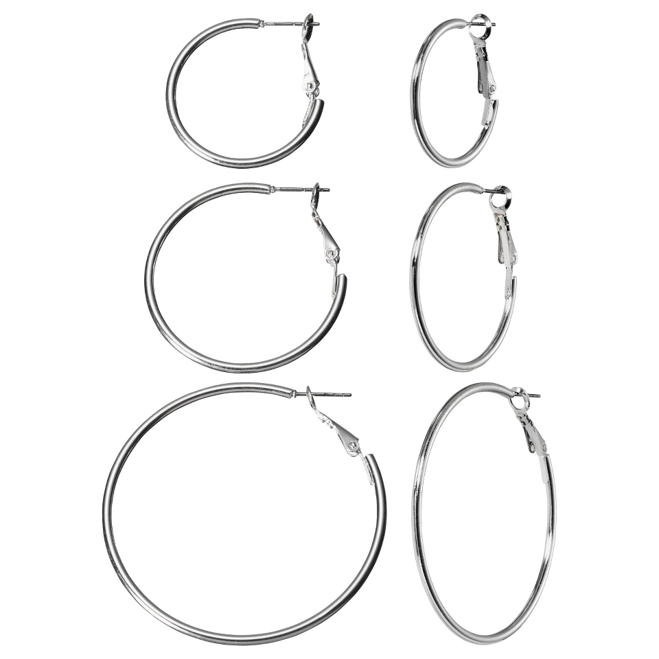 Multi Hoop Earring Trio   Silver