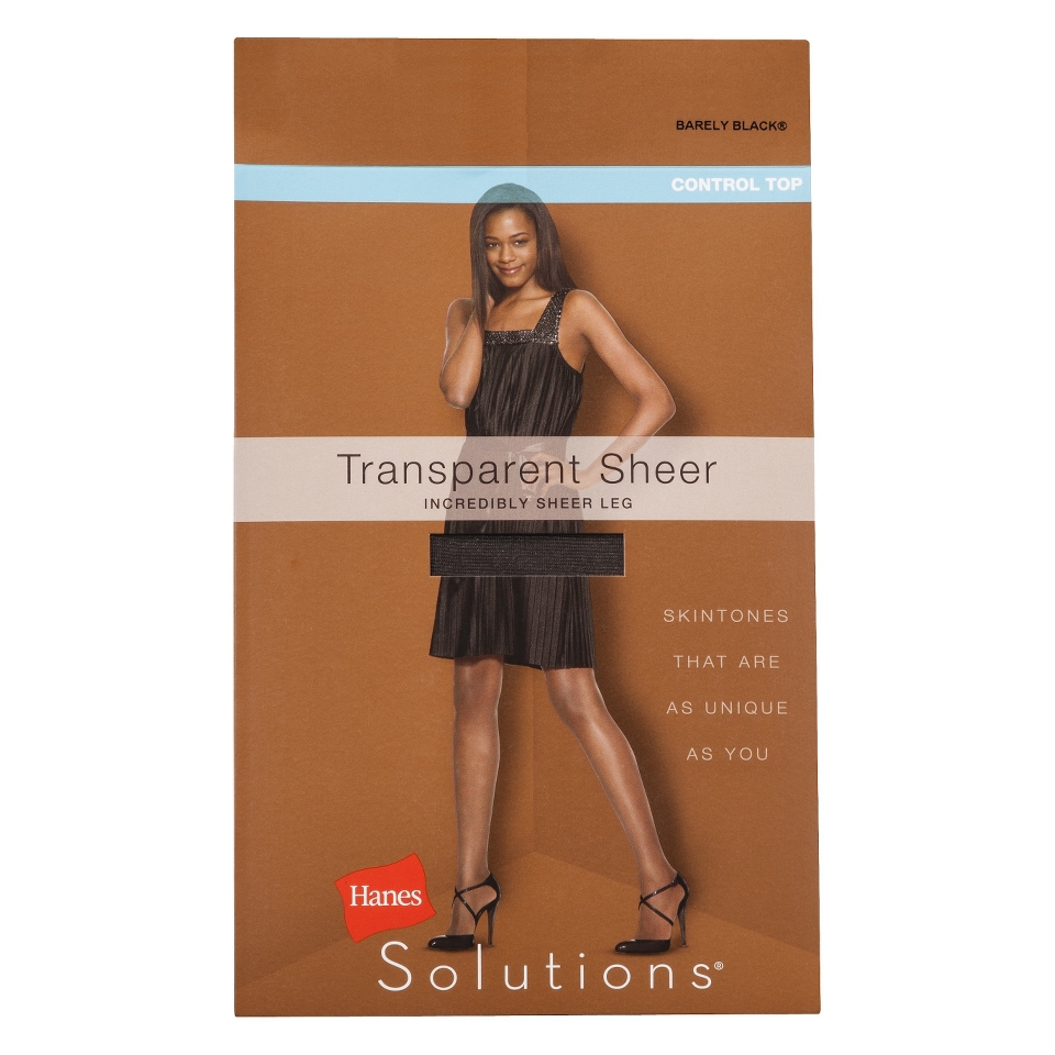 Hanes Solutions Womens Sheer Control Top Pantyhose   Black M