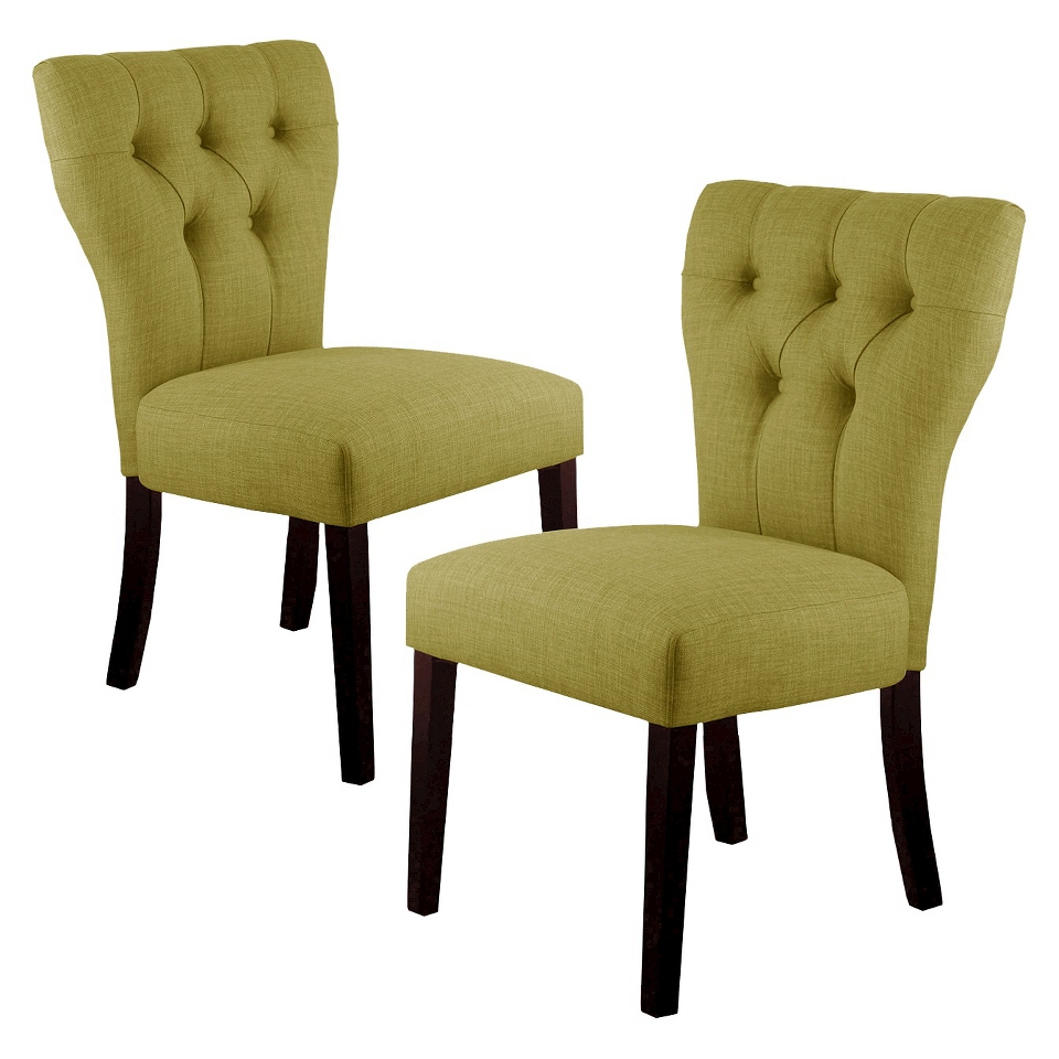 Skyline Dining Chair Marlowe Tufted Dining Chair Set of 2   Green