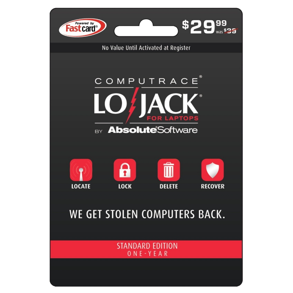Absolute LoJack for Laptops Standard Card   $29.99