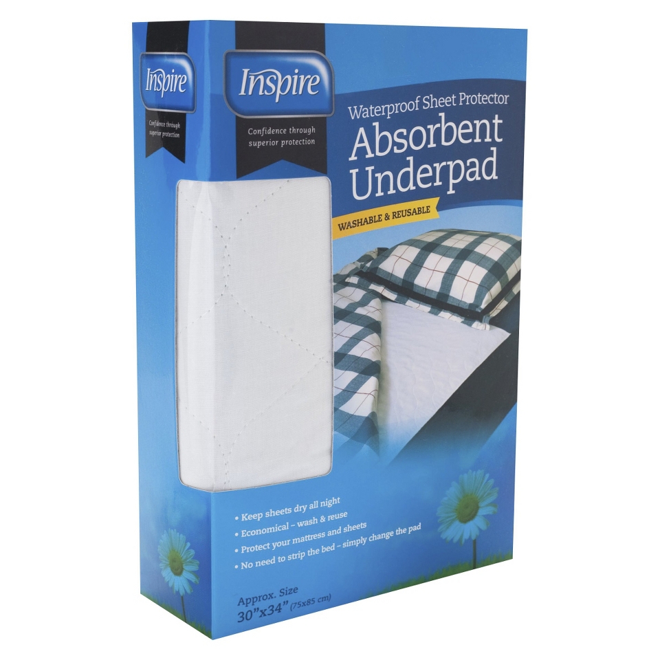 Inspire Waterproof Sheet Protector Absorbent Underpad   30 x 34