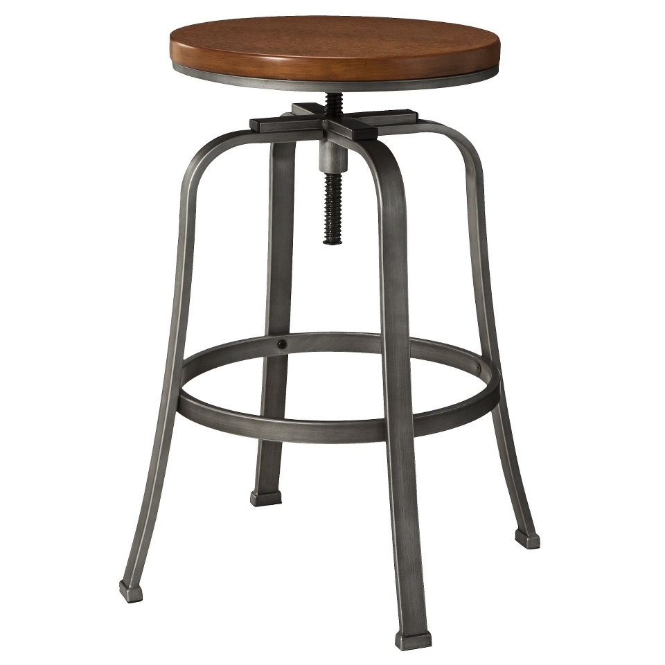 Barstool Dakota Adjustable Height Swivel Stool   Chestnut/Pewter