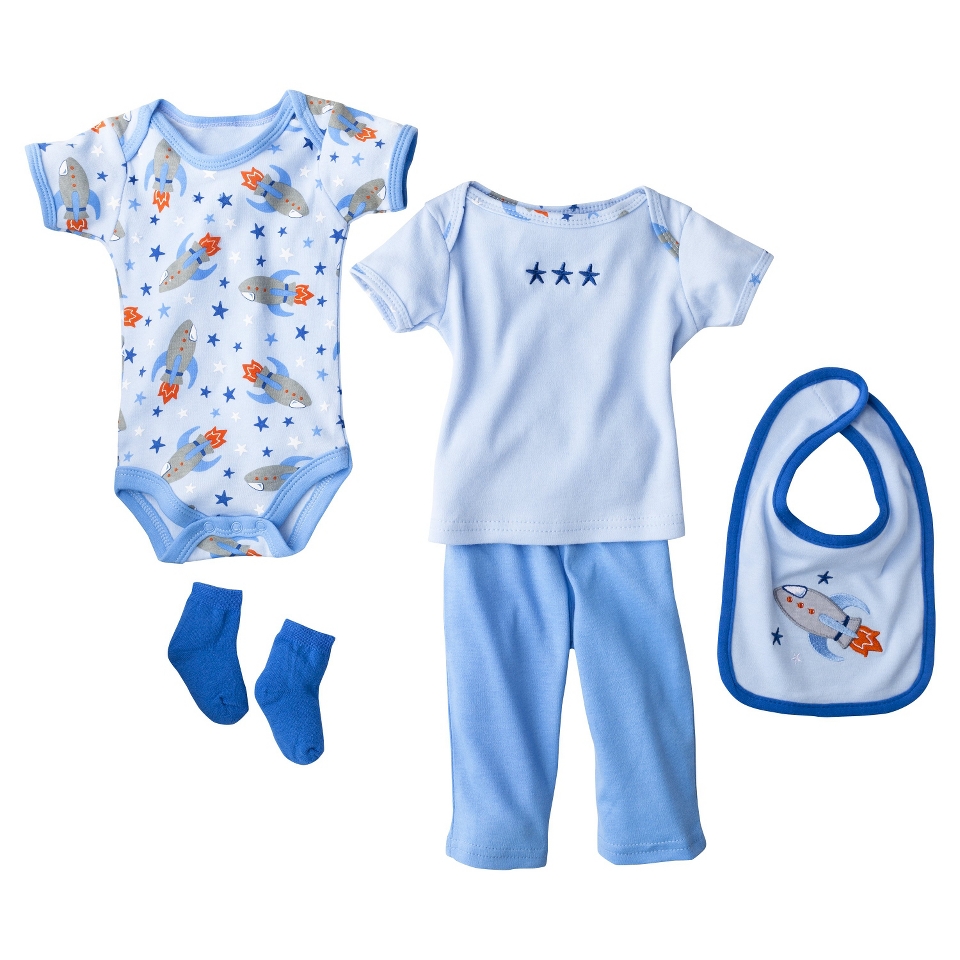 Hudson Baby Newborn Boys 6 Piece Mesh Bag Gift Set   Blue 0 3 M