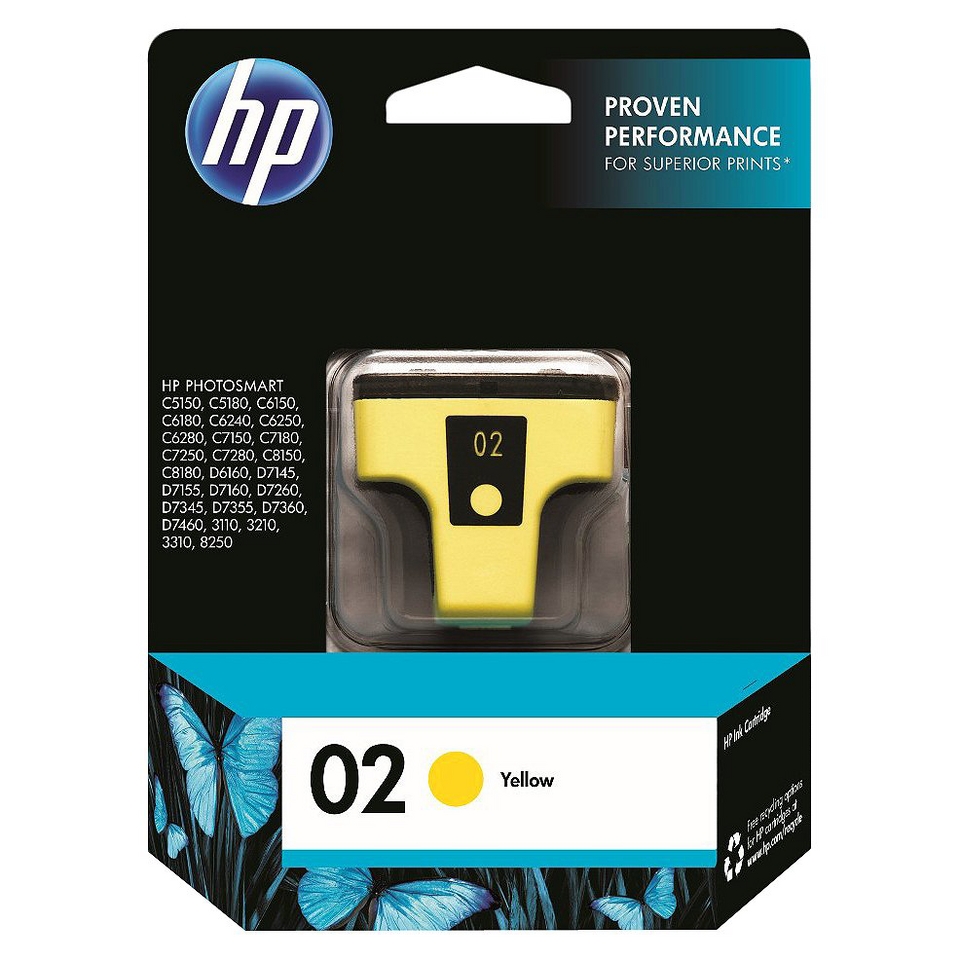HP 02 Printer Ink Cartridge   Yellow (C8773WN#140)