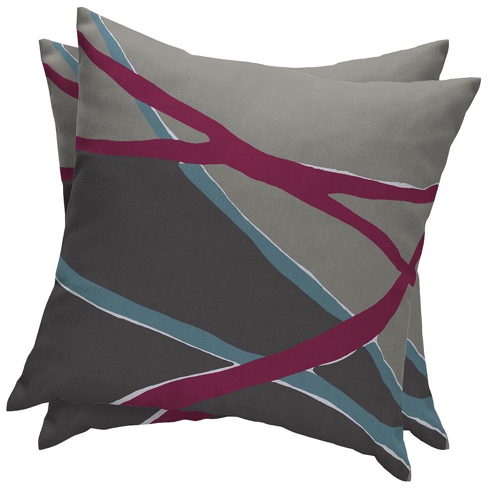 Room Essentials 2 Piece Outdoor Decorative Pillow Set   Gray Diagonal