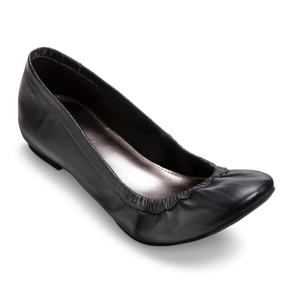 Womens Merona Emma Genuine Leather Scrunch Flat   Black 8.5