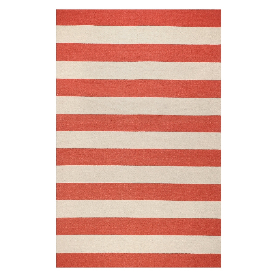 Rugby Stripe Flat Weave Area Rug   Red (5x8)