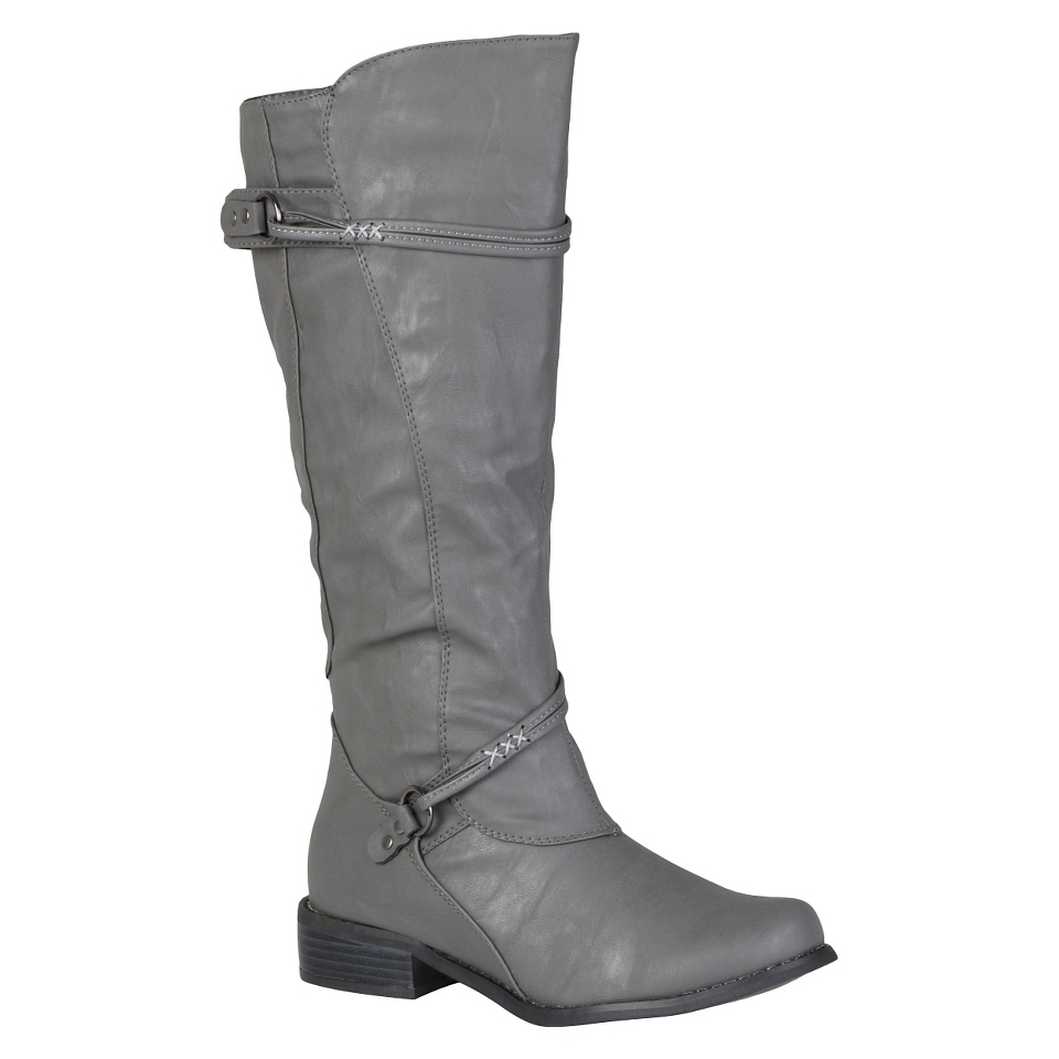 Journee Collection Women Buckle Accent Tall Boot Grey  10