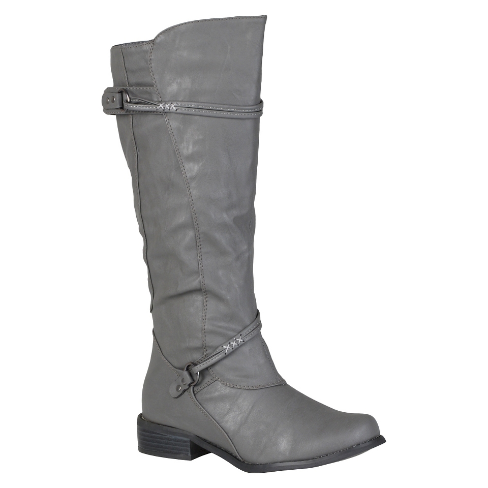 Journee Collection Women Buckle Accent Tall Boot Grey  9